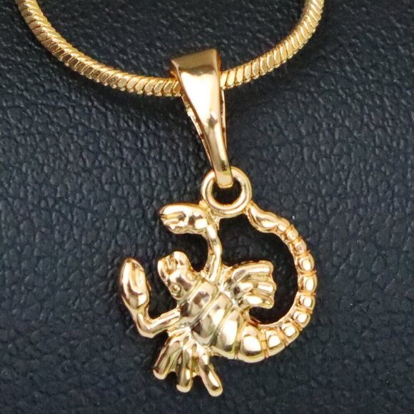 "Rose Gold Scorpio Pendant in Gold Plated Brass Zodiac Charm, XPPT1465 - Picture 1 of 13